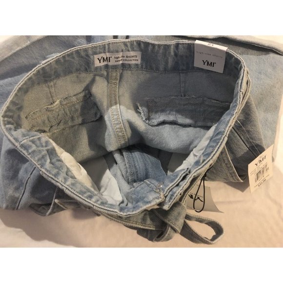 YMI High-rise shorts Denim jeans Collection wide leg size 5, celestial blue NWT - Picture 8 of 11
